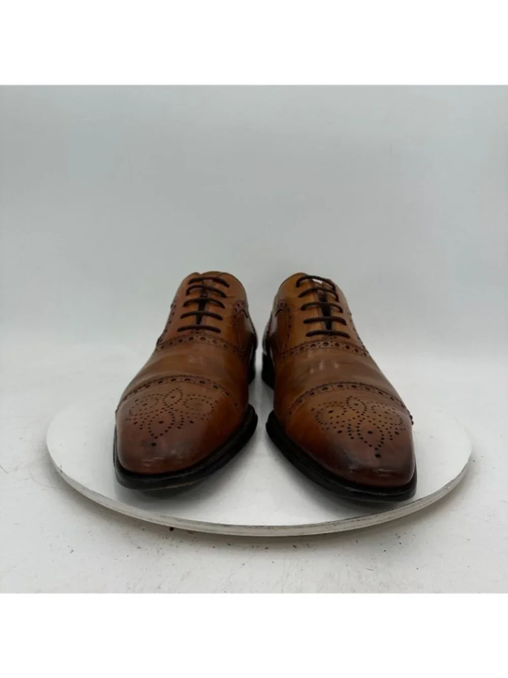 Magnanni Men Size 10 Brown Leather Wingtip Cap Toe Lace Up Oxford Dress Shoes